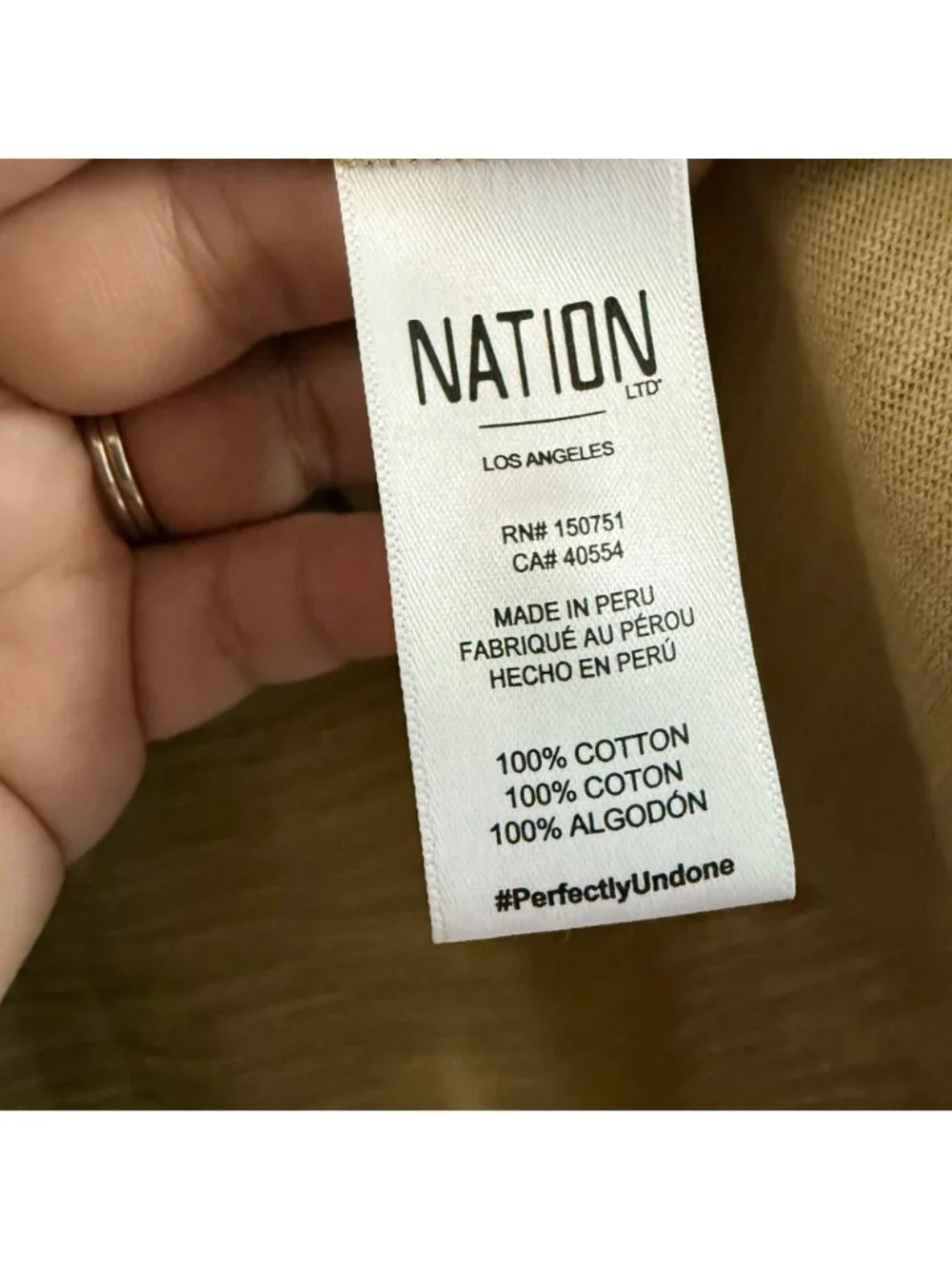 Nation LTD Tan Puff Scrunched 3/4 Sleeve Scoop Neck Top Womens Size Small - Picture 5 of 5